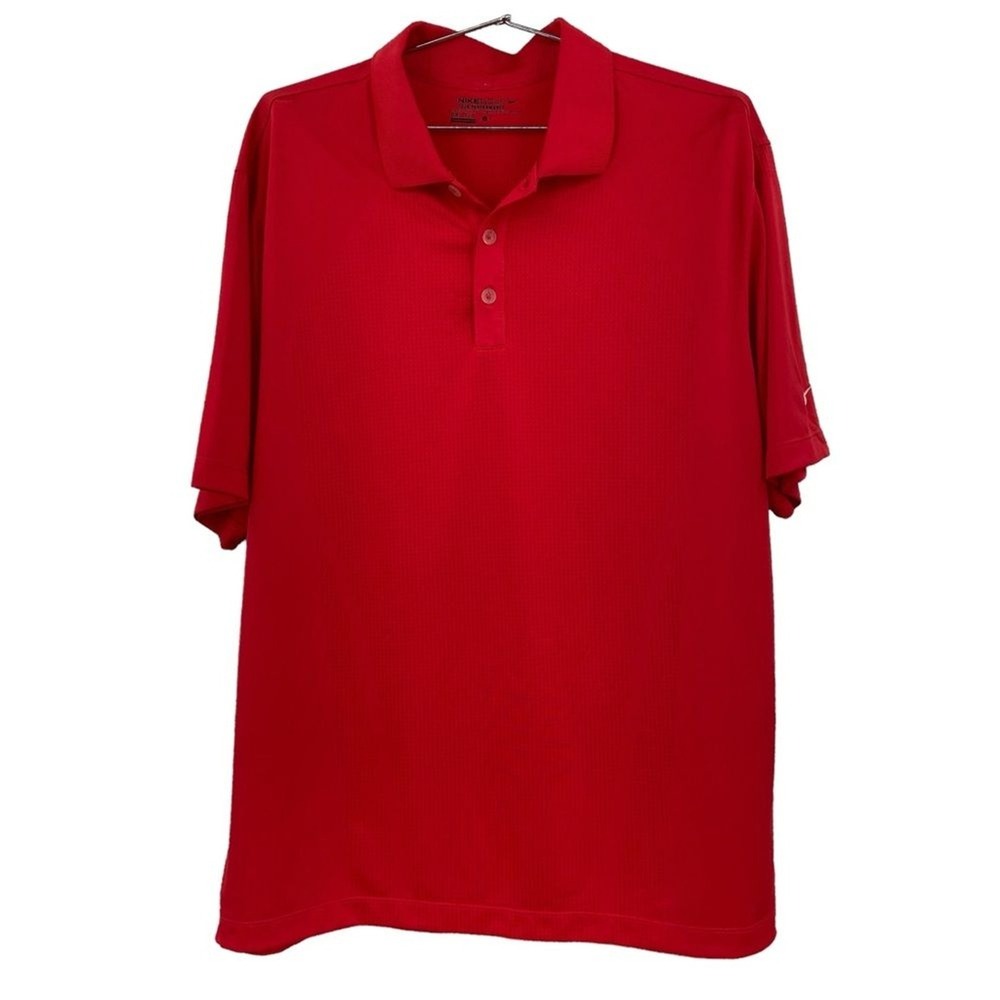 Nike Golf Tour Performance Dri-FIT Red Polo Shirt‎ Mens Large Short Sleeve